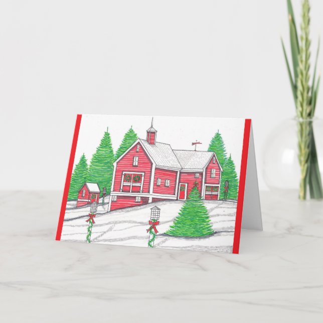 Carte de Noël Red Barn (Devant)