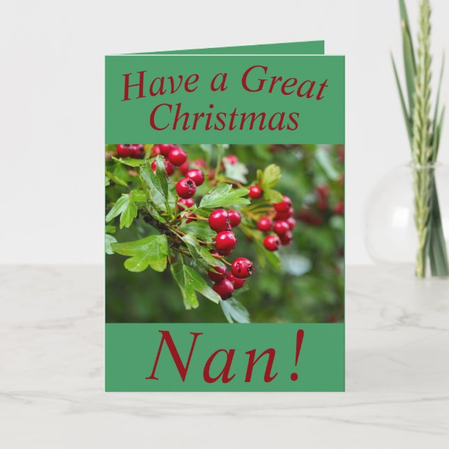 Carte de Noël Red Berries pour Nan (Devant)