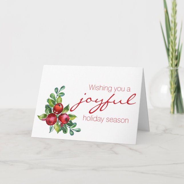 Carte de Noël Red Berry Watercolor (Devant)
