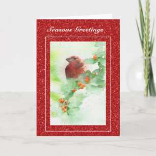 Carte de Noël Red Bird and Berries