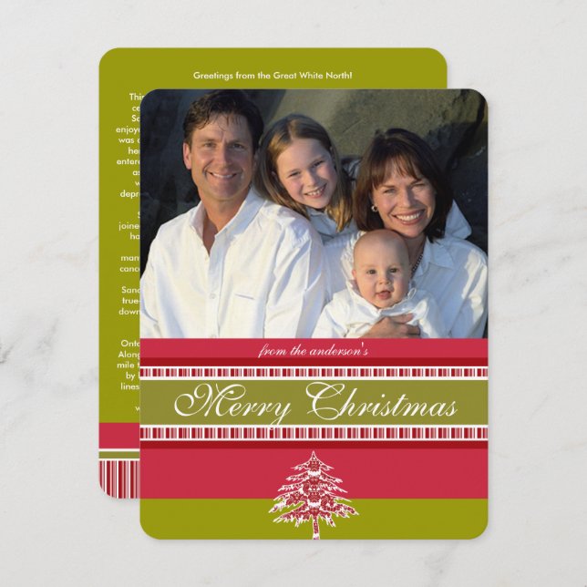 Carte de Noël Red Damas Tree (Devant / Derrière)