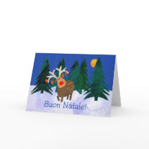 Carte de Noël "Reindeer" avec salutation italienne
