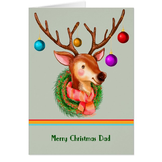Carte de Noël Reindeer pour papa (Devant)