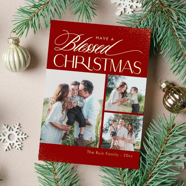 Carte de Noël religieuse en feuille métallique vér (Créateur téléchargé)