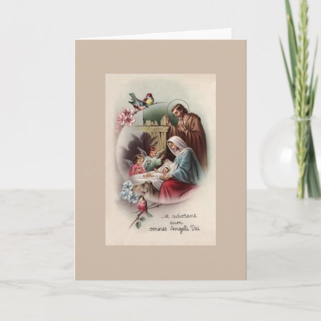 Carte de Noël religieuse latine Vintage (Devant)