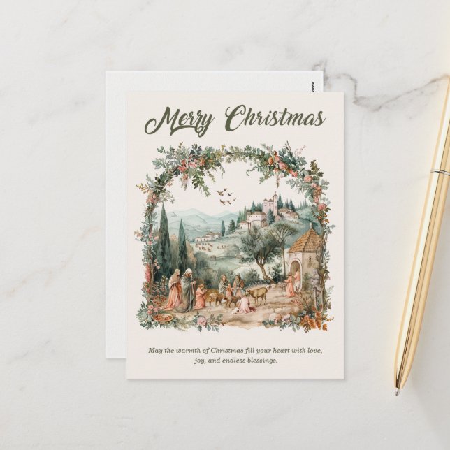 Carte de Noël religieuse personnalisée (Devant/Arrière en situation)