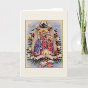 Carte de Noël religieuse rétro polonaise Częstocho