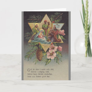 Carte de Noël religieuse suédoise vintage