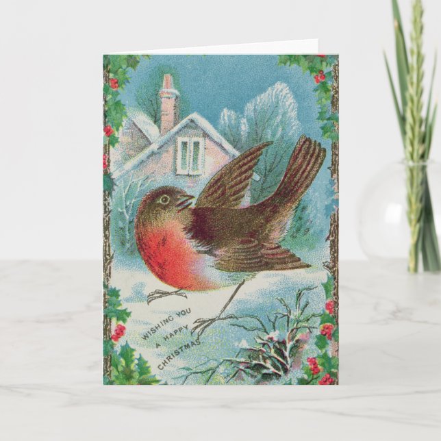 Carte de Noël représentant un robin (Devant)