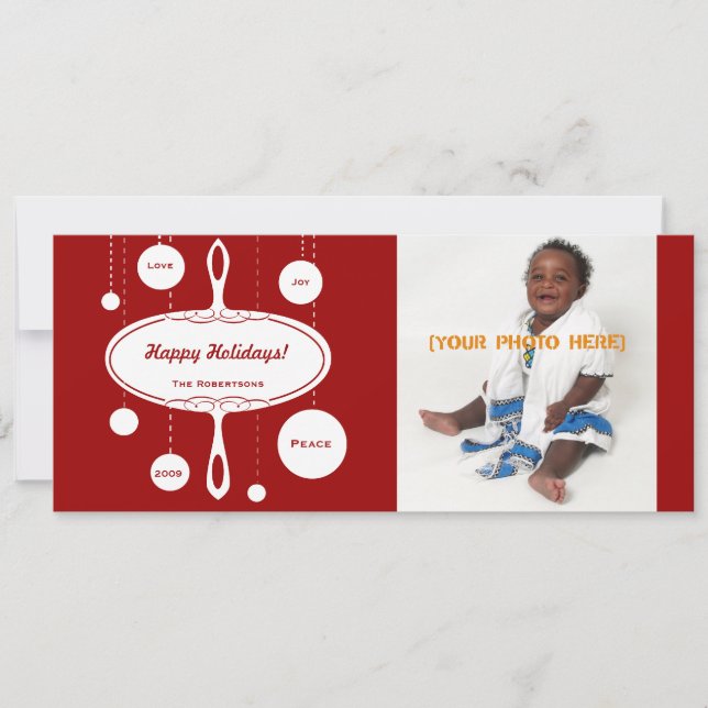 Carte de Noël rétro avec photo et invitation à la  (Devant)