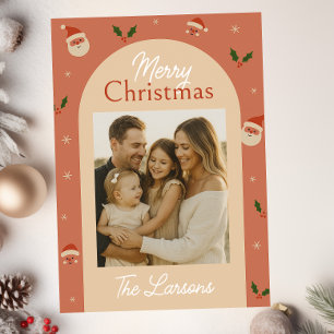 Carte de Noël rétro avec Santa et houx