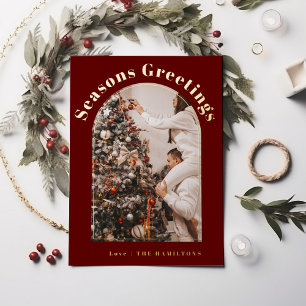 Carte de Noël Retro Foil   carte Joyeuses Fêtes