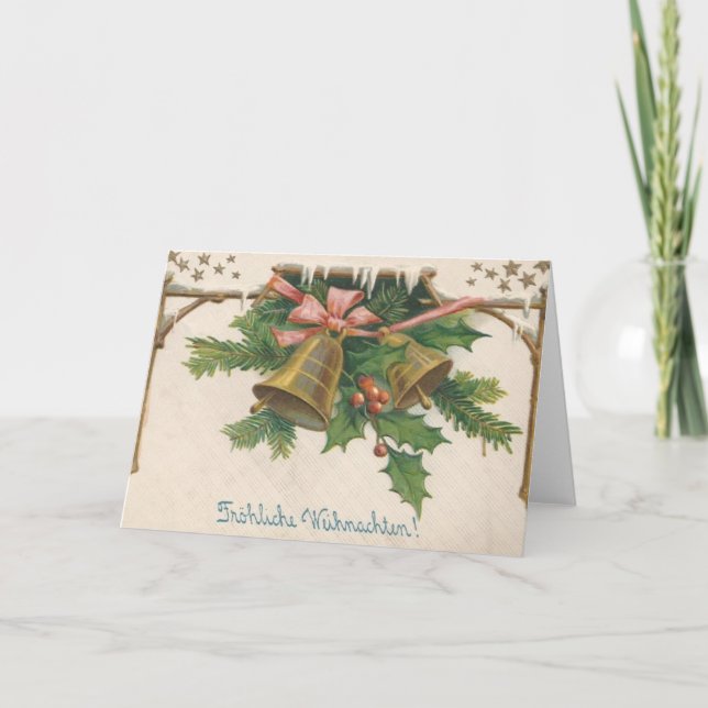 Carte de Noël Retro German Fröhliche Weihnachten (Devant)