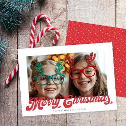 Carte de Noël Retro Red Script Merry Christmas Une