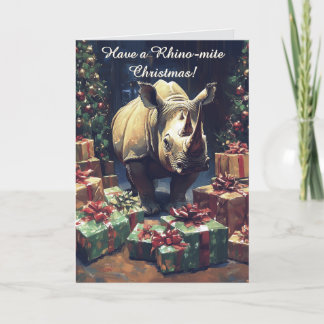 Carte de Noël Rhinos amusante