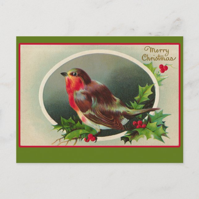 Carte de Noël Robin Redmamage Vintage (Devant)
