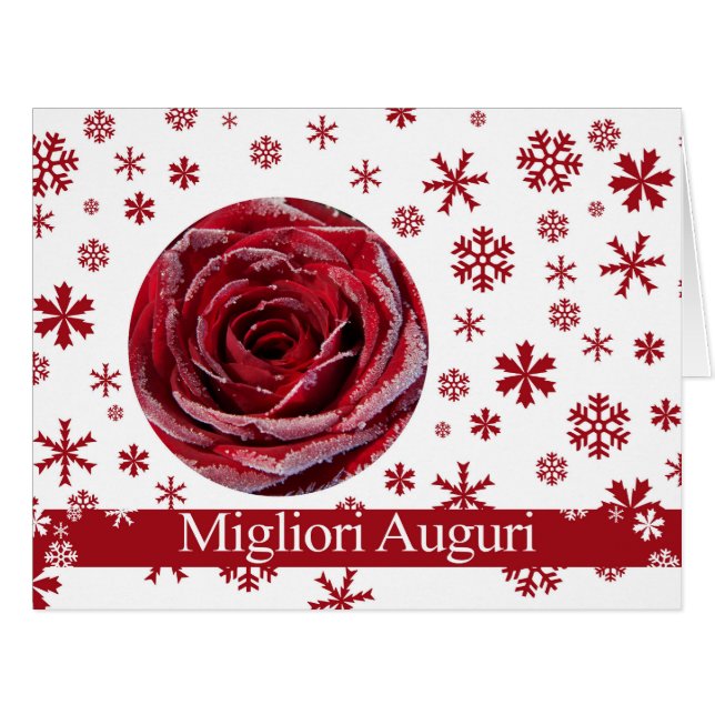 Carte de Noël rose d'hiver italien (Devant horizontal)