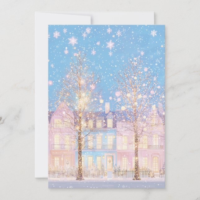 Carte de Noël rose et bleu Preppy (Devant)