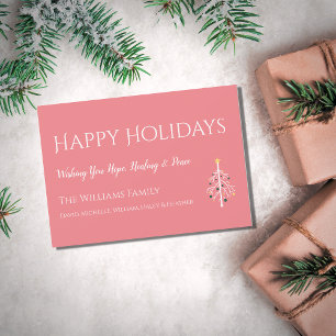 Carte de Noël rose moderne du milieu du siècle