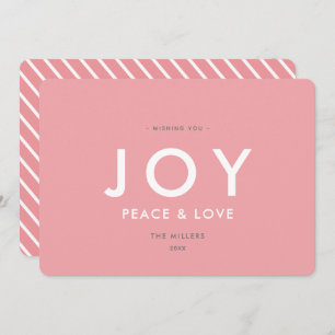 Carte de Noël rose moderne et minimaliste JOY