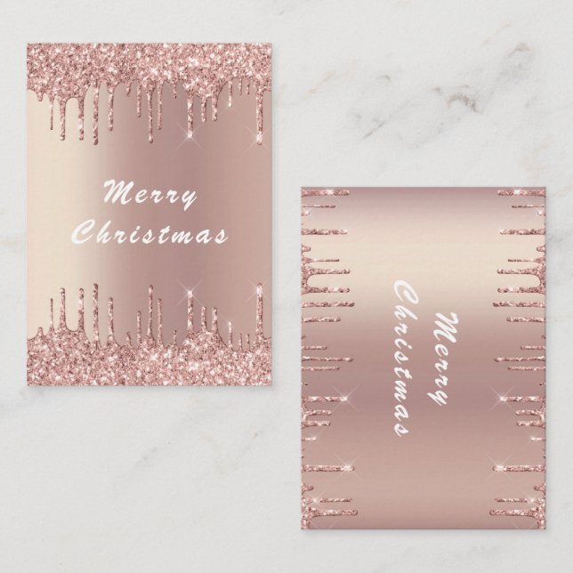 Carte de Noël rose Parties scintillant or étincela (Devant / Derrière)
