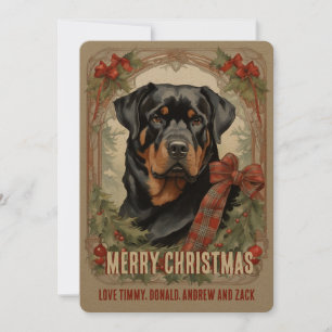 Carte de Noël Rottweiler Chien Vintage