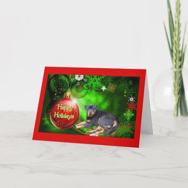 Carte de Noël Rottweiler Happy Holidays Ball (Devant)