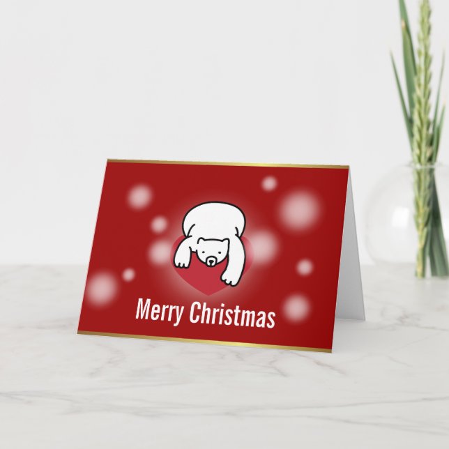 Carte de Noël rouge à neiges pour ours polaires (Devant)
