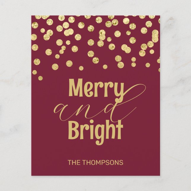 Carte de Noël rouge Confetti Gold Budget (Devant)