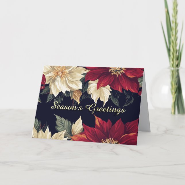 Carte de Noël Rouge et Blanc Poinsettia (Devant)