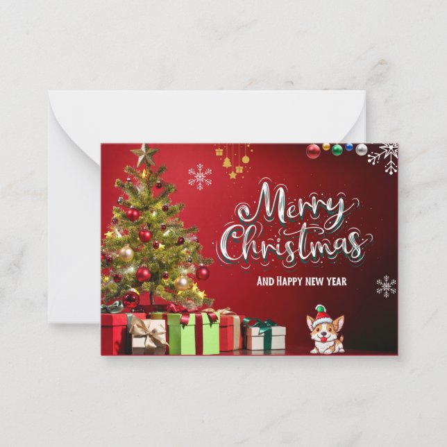 Carte de Noël rouge et vert coloré (Devant)