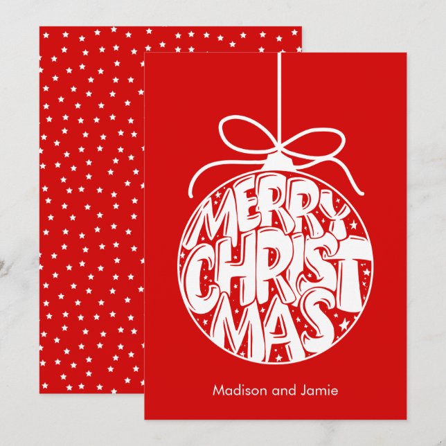 Carte de Noël Rouge Joyeux Noël (Devant / Derrière)