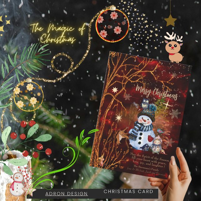 Carte de Noël rouge or Joyeux Noël (RED GOLD Merry Christmas Holiday Card)