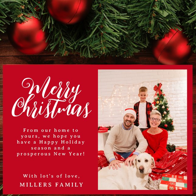 Carte de Noël rouge personnalisée avec une photo e (Créateur téléchargé)