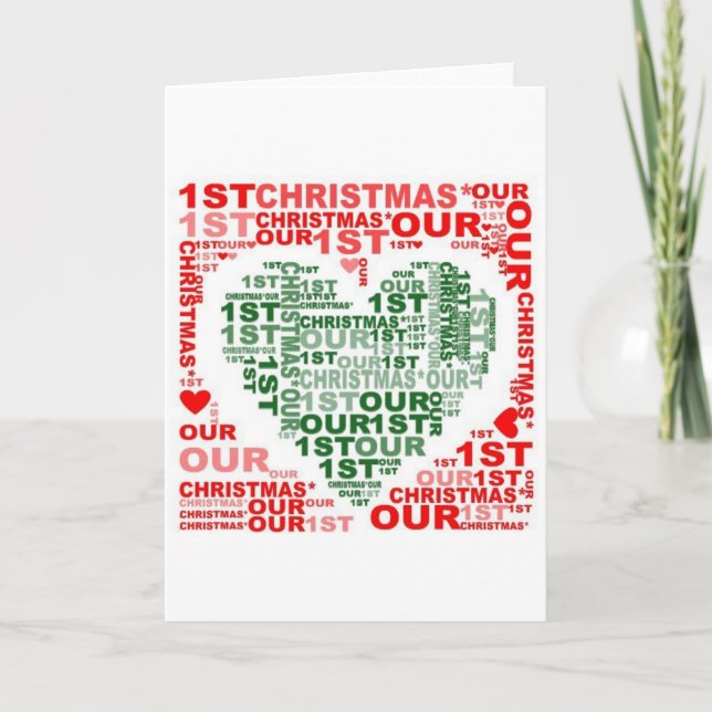 Carte de Noël Rouge Vert Notre premier coeur de No (Devant)