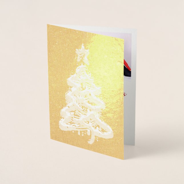 Carte de Noël rouge vert rouge pour feuille d'or p (Devant)