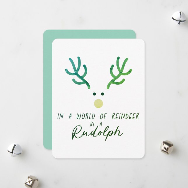 Carte de Noël Rudolph (Devant/Arrière en situation)