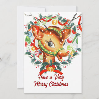 Carte de Noël Rudolph Vintage antique