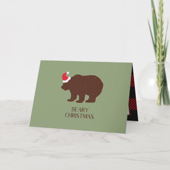 Carte de Noël Russe Père Noël Bear Forest Cabine (Devant)