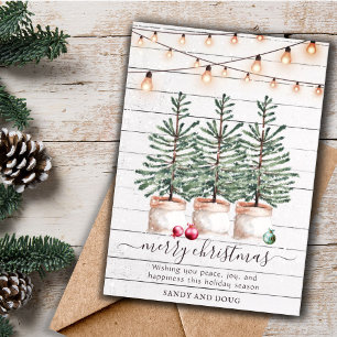 Carte de Noël rustique à l'aquarelle avec sapins