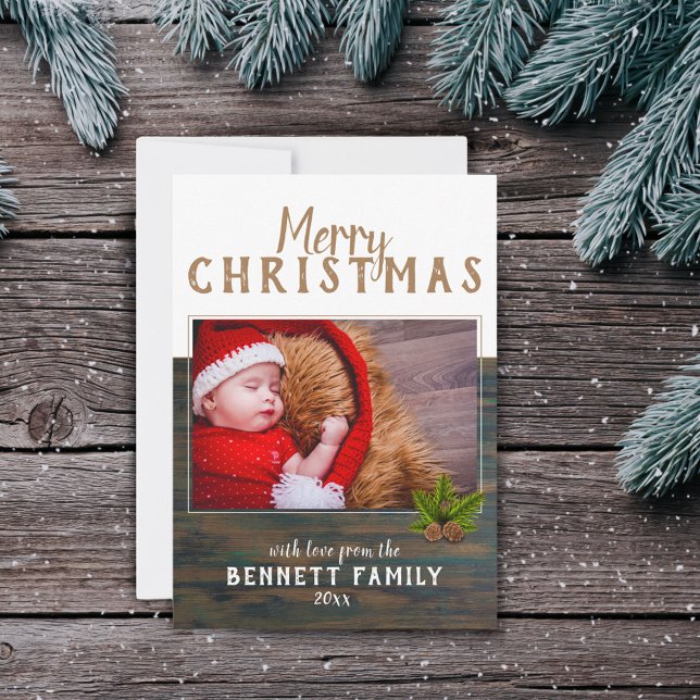 Carte de Noël rustique avec pin sylvestre (Créateur téléchargé)