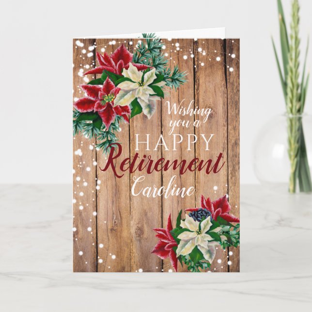 Carte de Noël rustique de poinsettia pour retraite (Devant)