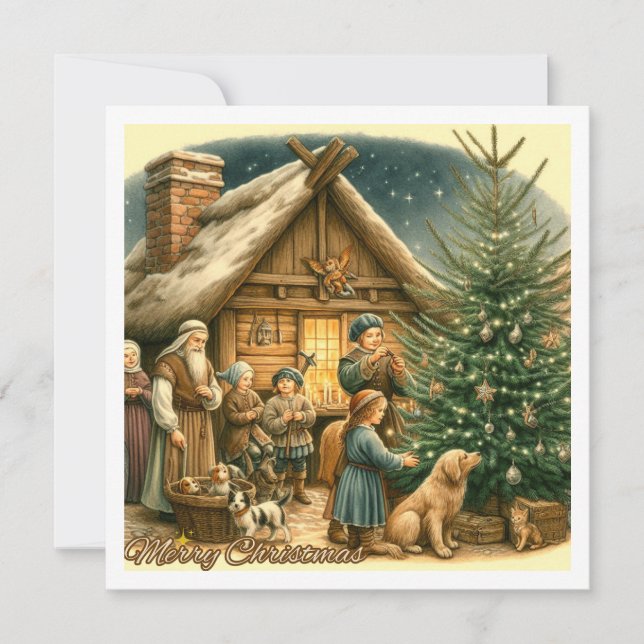 Carte de Noël rustique du Moyen Age (Devant)