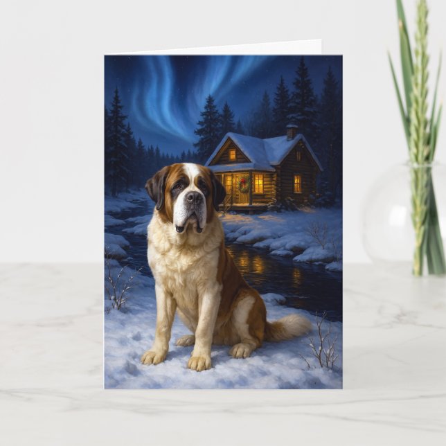 Carte de Noël Saint-Bernard à poil lisse (Devant)