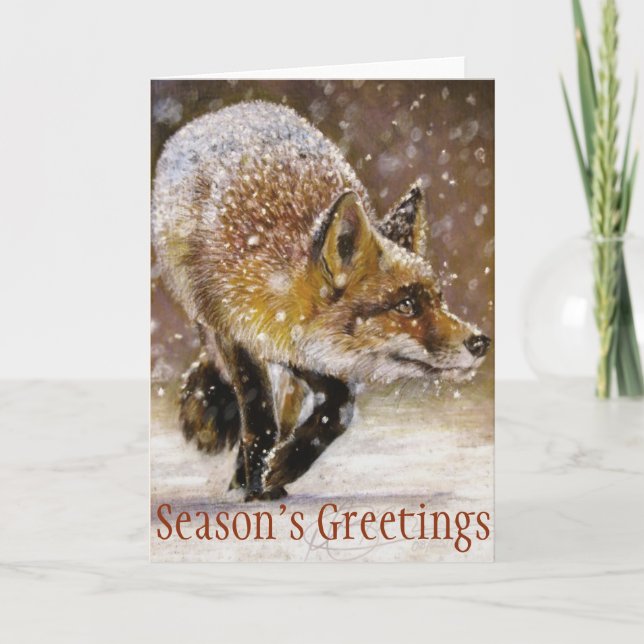 Carte de Noël saisonnière Renard d'hiver (Devant)