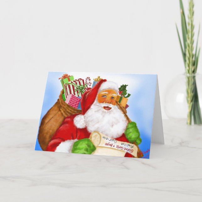Carte de Noël Santa Claus Aquarelle (Devant)