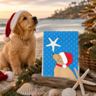 Carte de Noël Santa Dog Christmas Stars by the Sea
