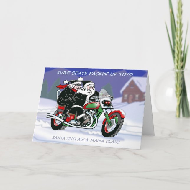 Carte de Noël© Santa Outlaw avec Mama Claus (Devant)