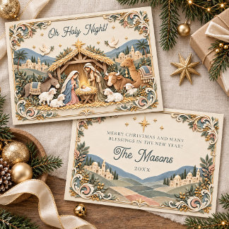 Carte de Noël Scène de la Nativité de la Crèche Oh