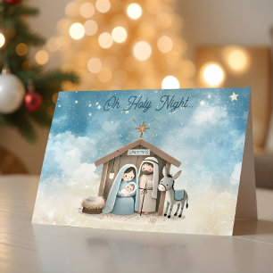 Carte de Noël Scène de la Nativité Ô Sainte Nuit